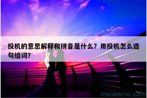 投机的意思解释和拼音是什么？用投机怎么造句组词？